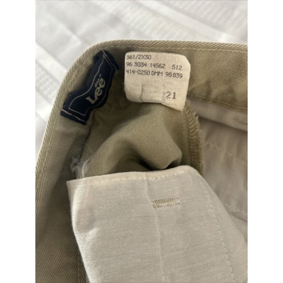 Lee Performance 36x30 Khaki Comfort Mens Casual Dress Pants Pleated Hemmed 27" - Picture 6 of 6